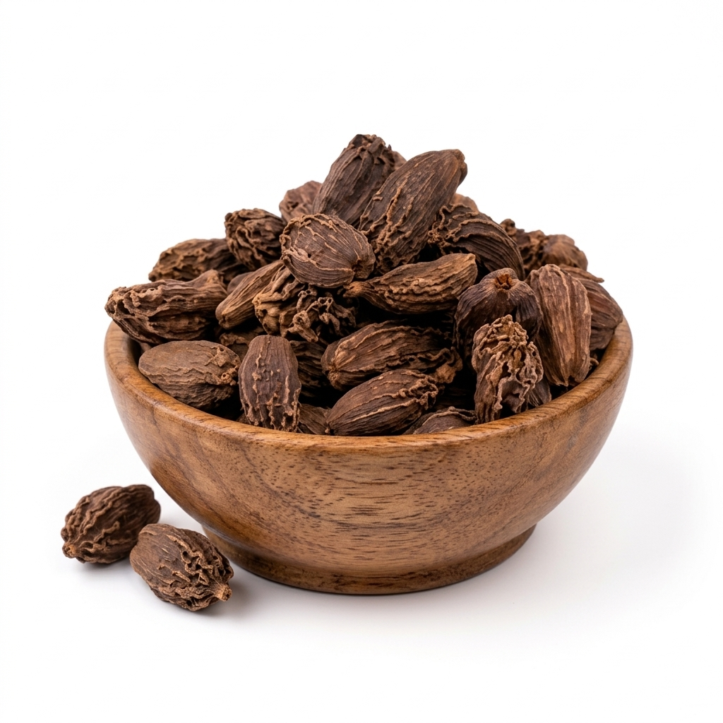 JMC Badi Moti Elaichi Black Cardamom On Transparent Bowl